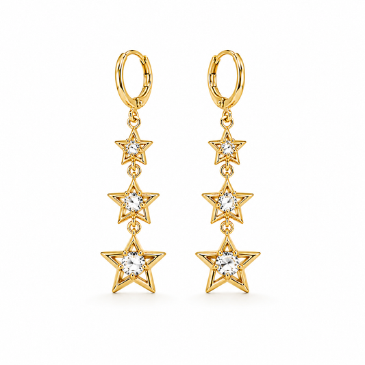 Triple Stars Zirconia Earrings