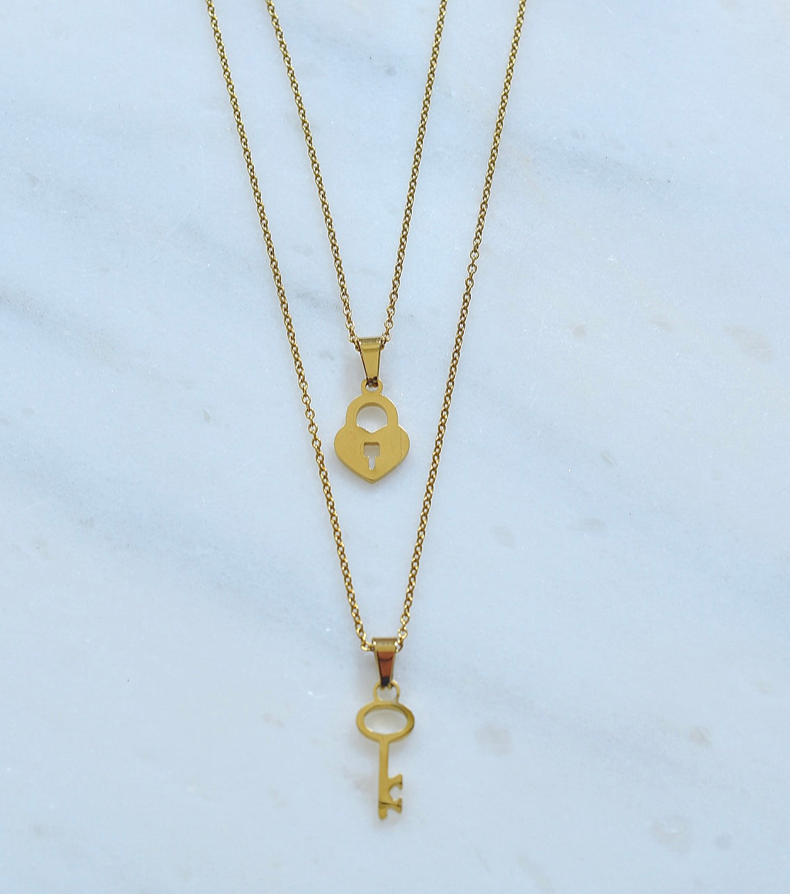 Lock & Key Necklace Set