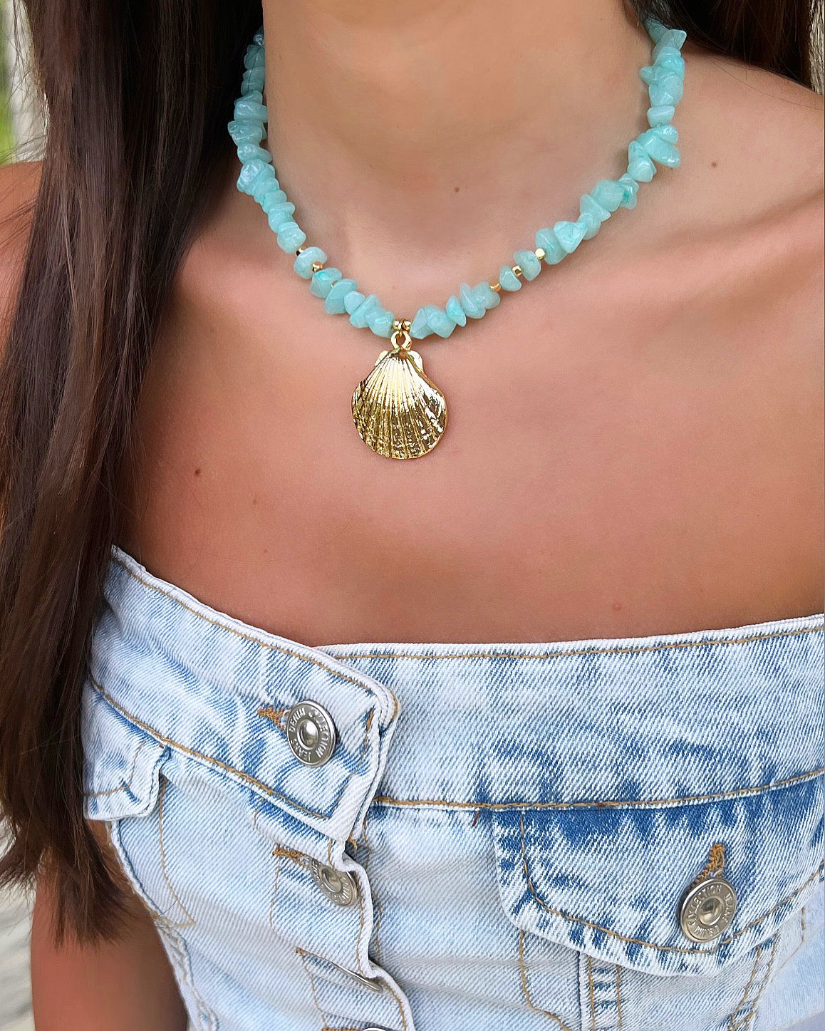 Aqua Blue Stone Necklace