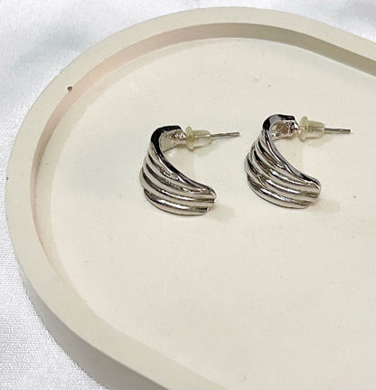 Ripple Silver Hoops